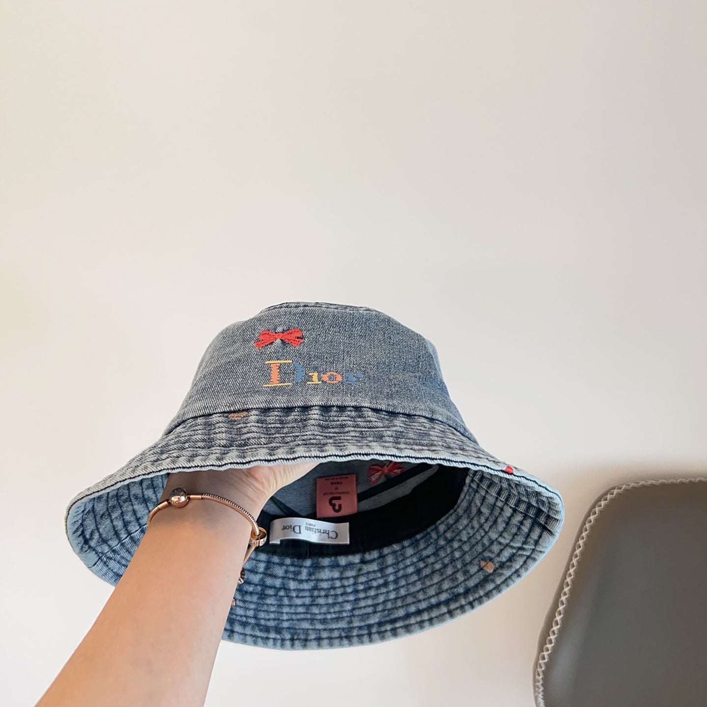 迪D家-小熊刺繡漁夫帽 牛仔