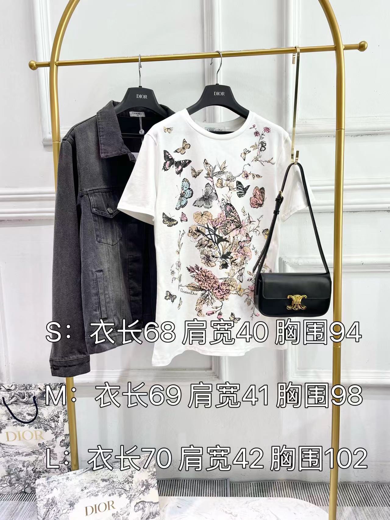 迪D家-2403 蝴蝶棉質圓領短袖Tee