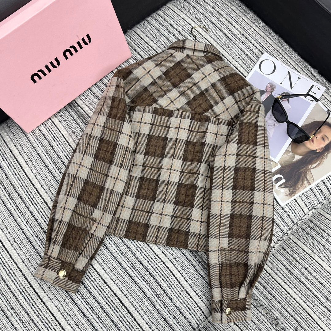 穆M家-2404 新款格紋翻領襯衫式外套