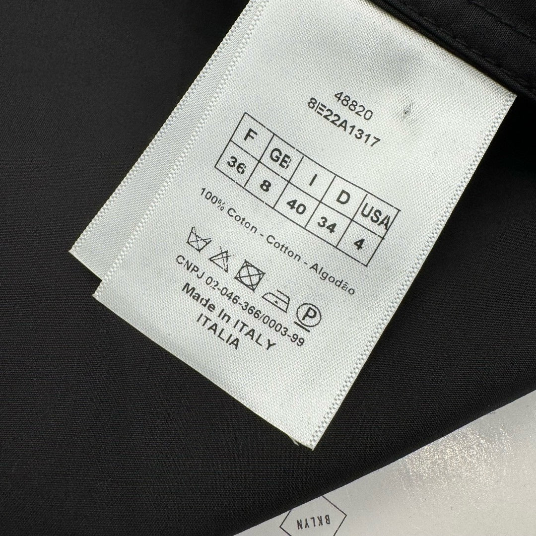 迪D家-2403 24春夏新品不對稱斜肩棉綢襯衫 黑色