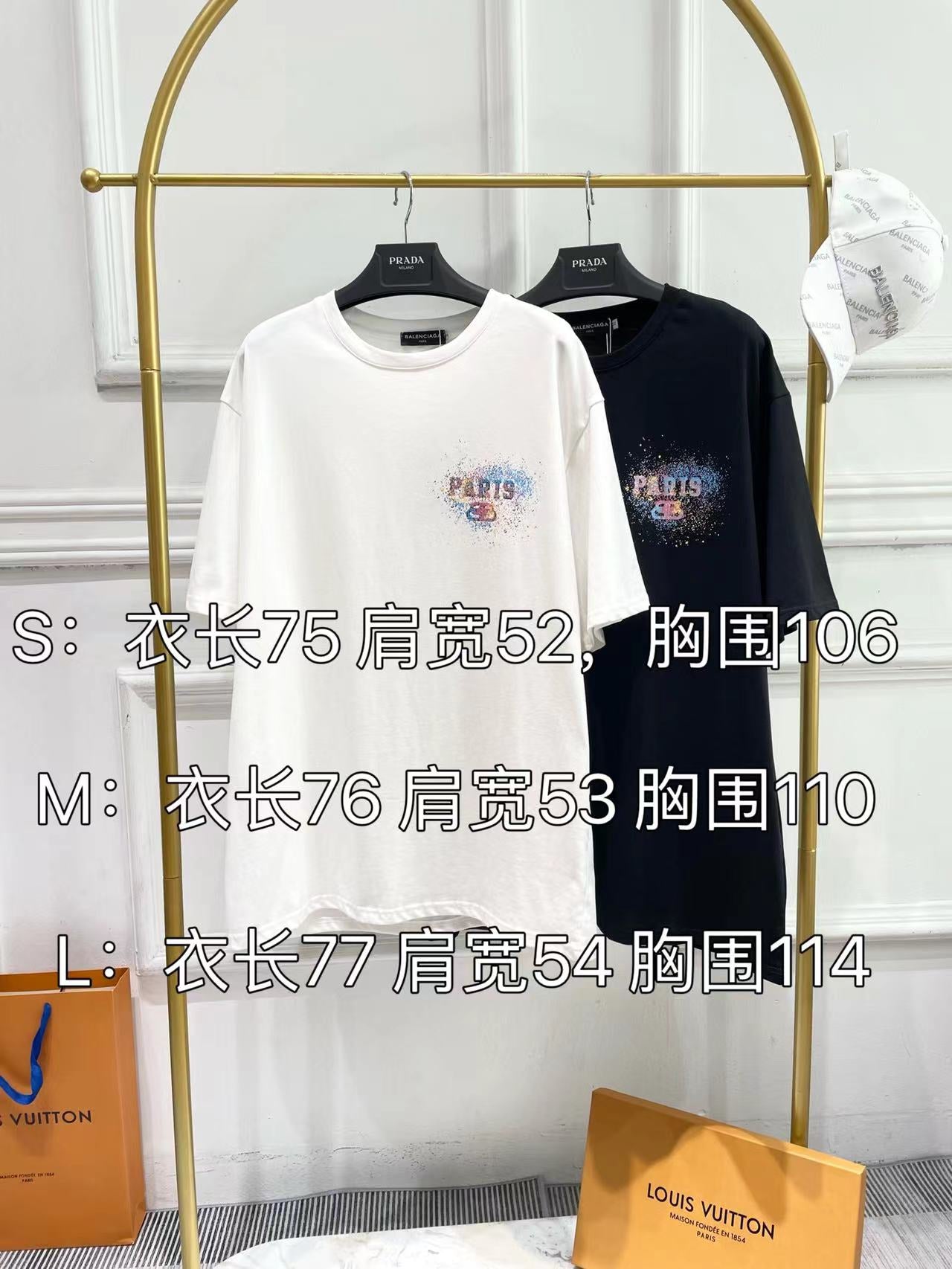 巴黎世-2403 彩繪圖案寬鬆短袖Tee 黑白兩色