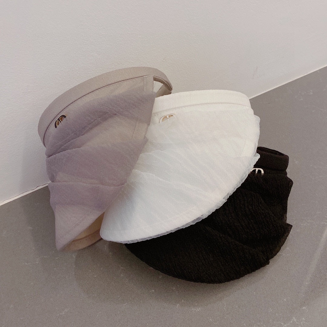 迪D家-2023春夏新款 空頂帽 遮陽帽 真絲款 黑色