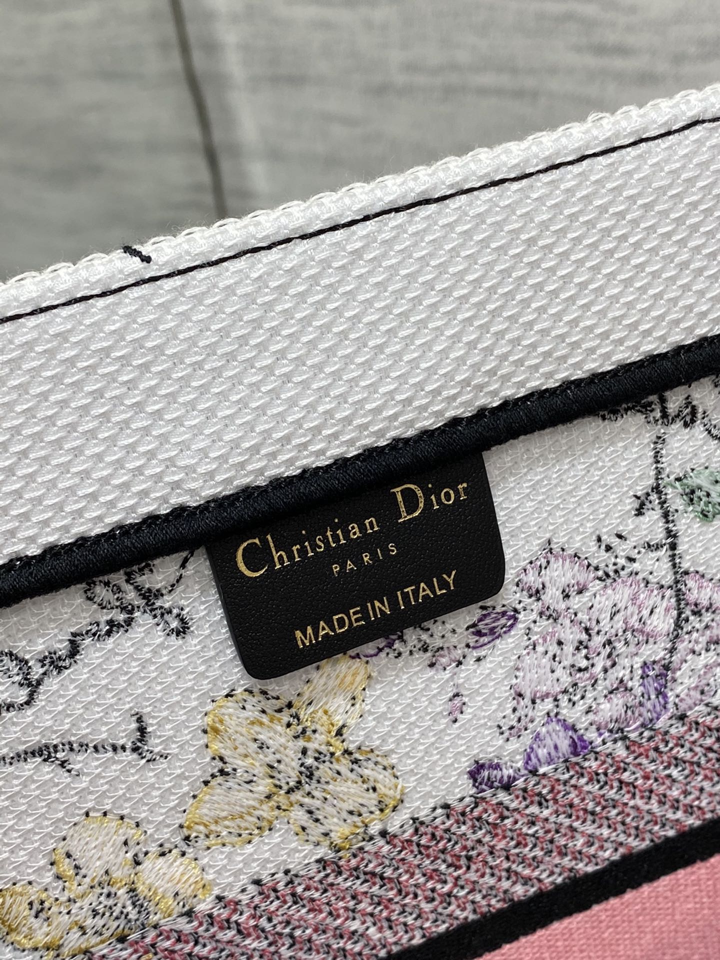 迪D家-Book Tote 2023春夏系列 浪漫花刺繡粉色 中號
