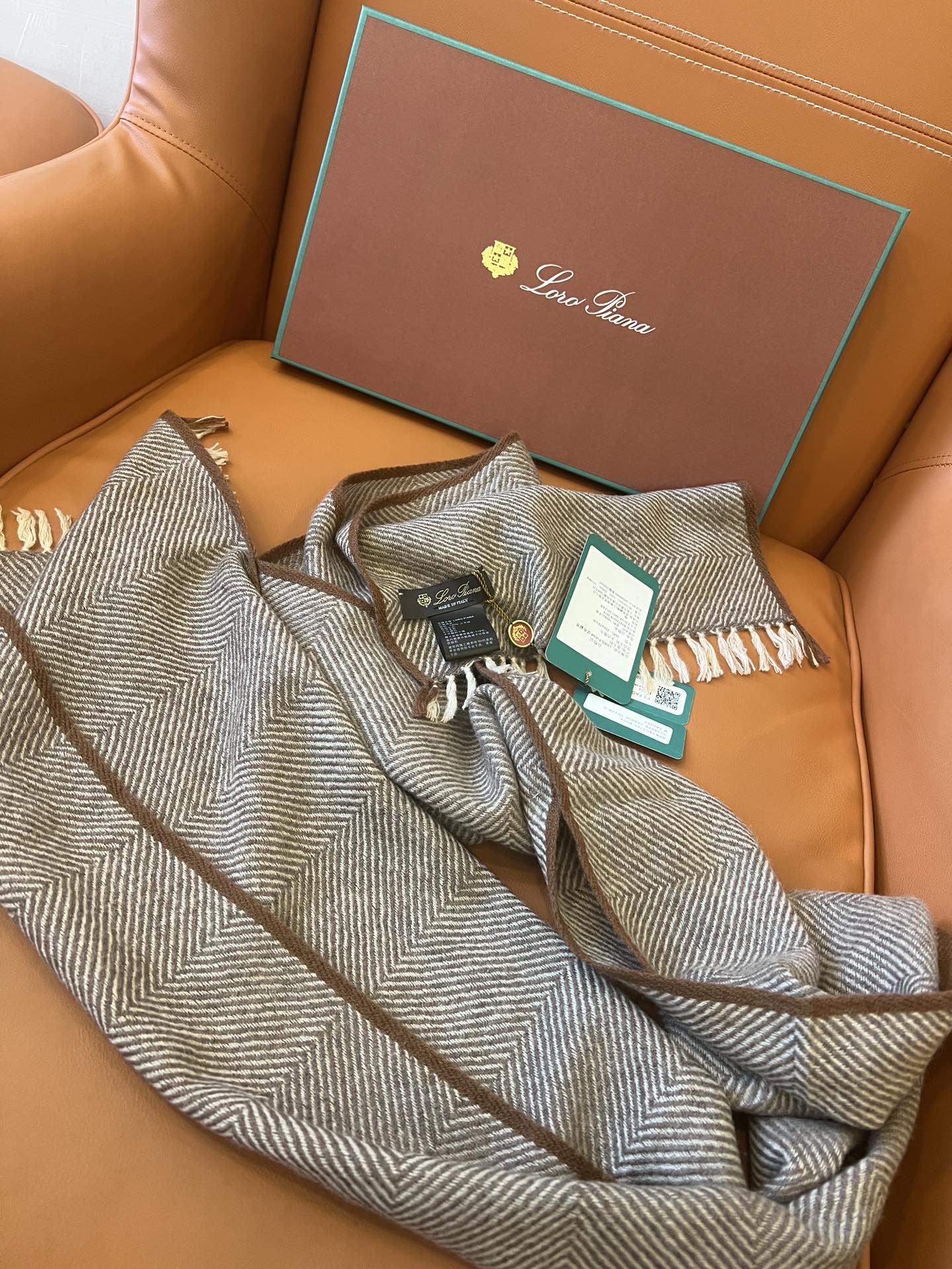 L-Piana -2024男士羊絨圍巾 30*190 深棕