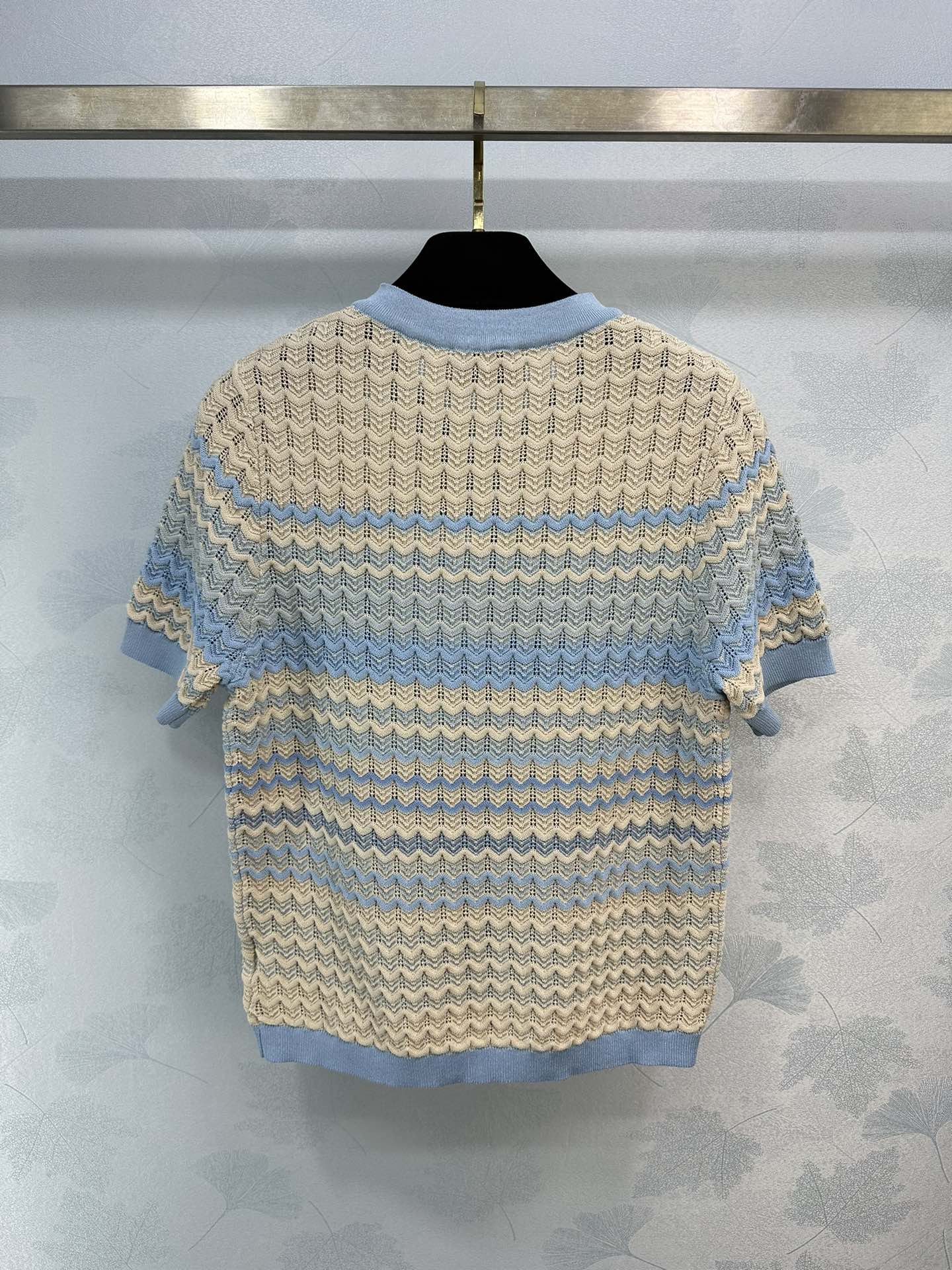 小香家-2404 24春夏新品短袖羊毛上衣 藍色