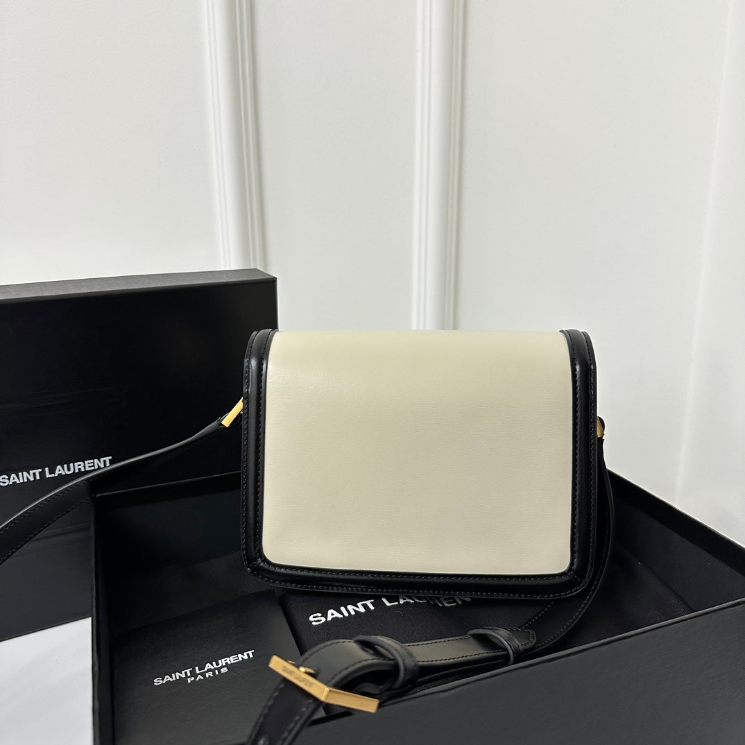 聖Y羅-BOX SAINT LAURENT 豆腐包 小號 黑拼白色