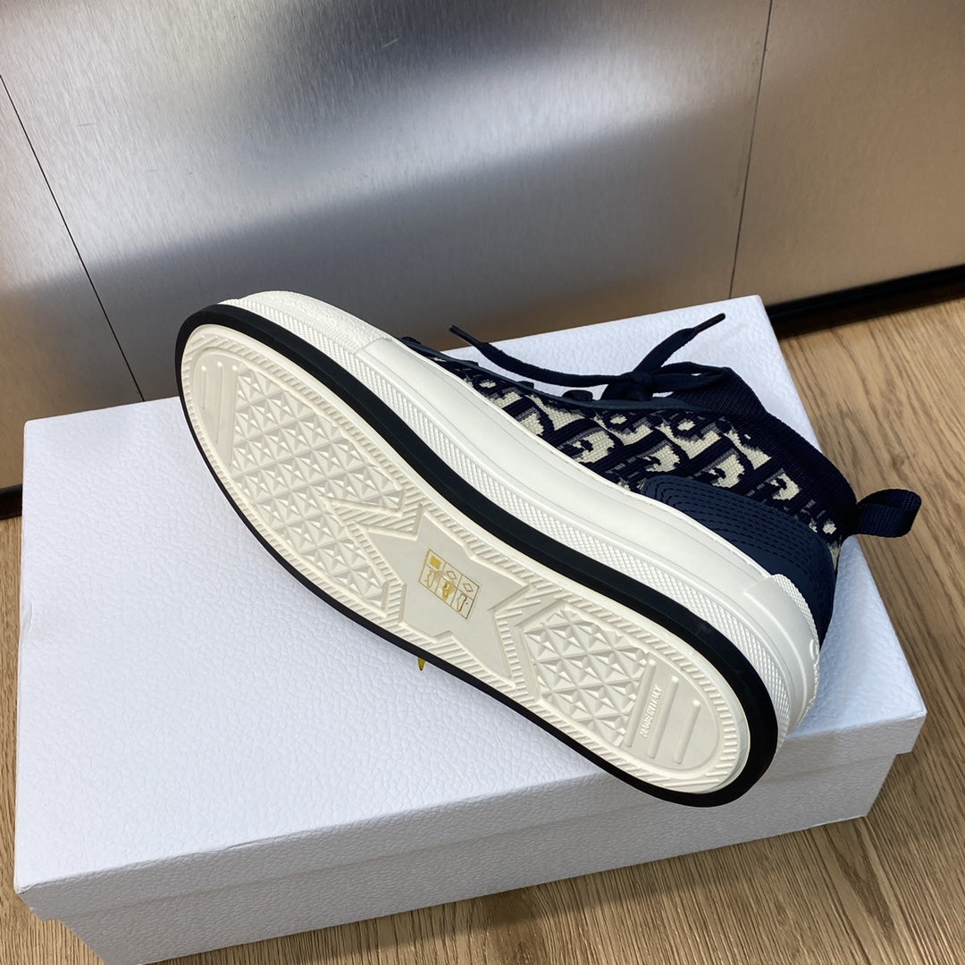 迪D家-2023秋冬新款 Walk'n厚底綁帶高筒休閒鞋 男女同款 深藍色