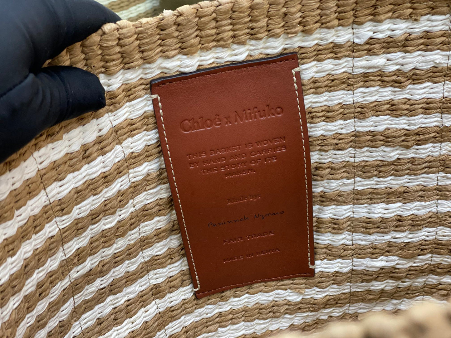 克羅C-Large Woody Basket 條紋咖啡色 大號