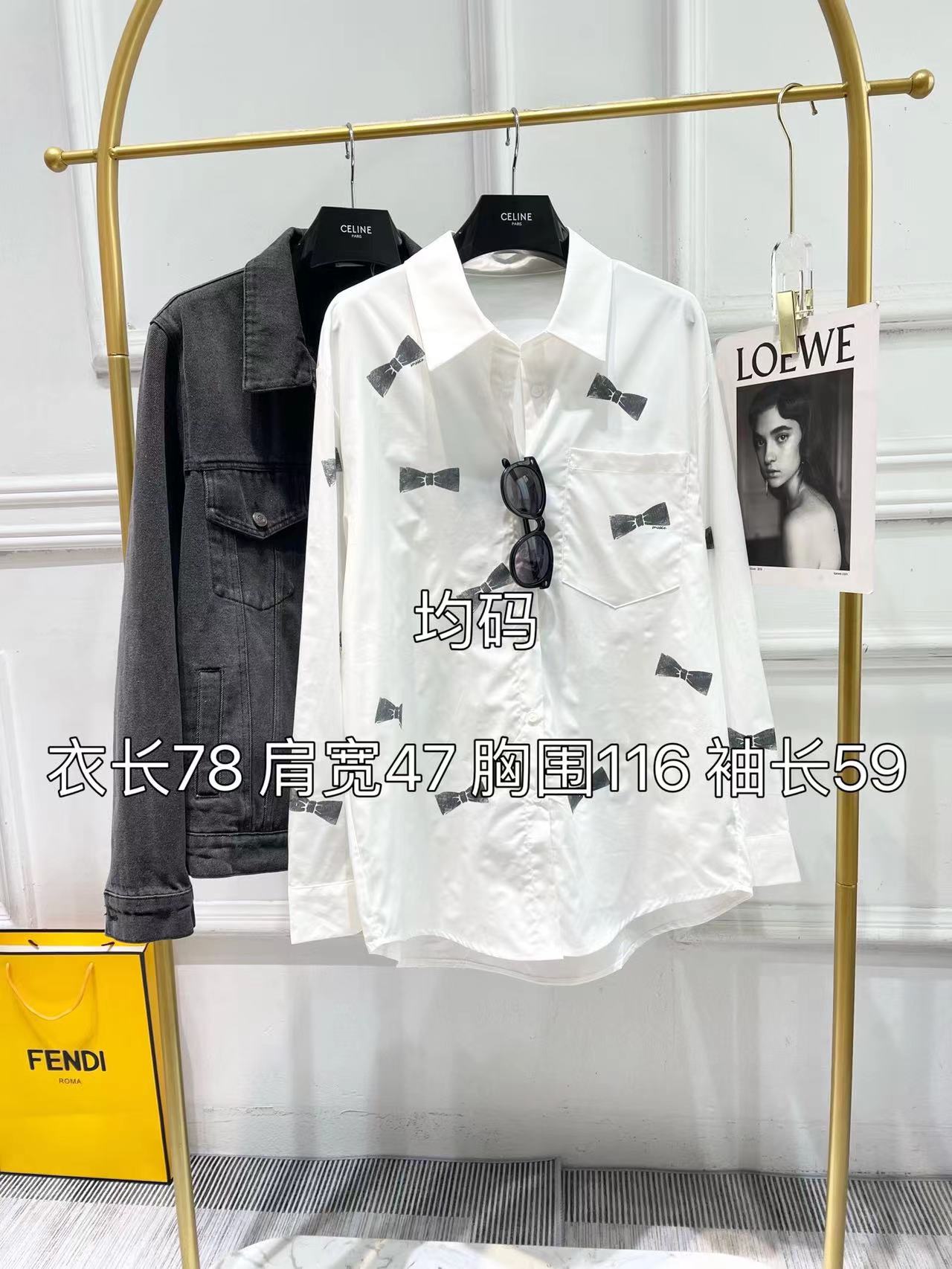 小香家-2403 蝴蝶結印花寬鬆襯衫
