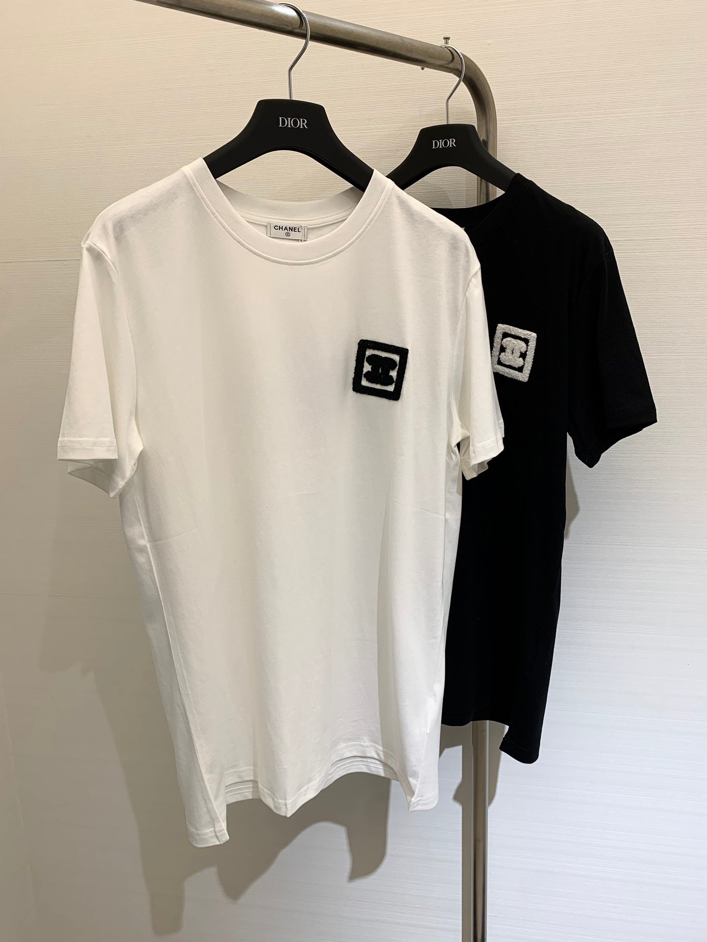 小香家-2404 春夏新款中古風毛巾繡方塊短袖 黑色