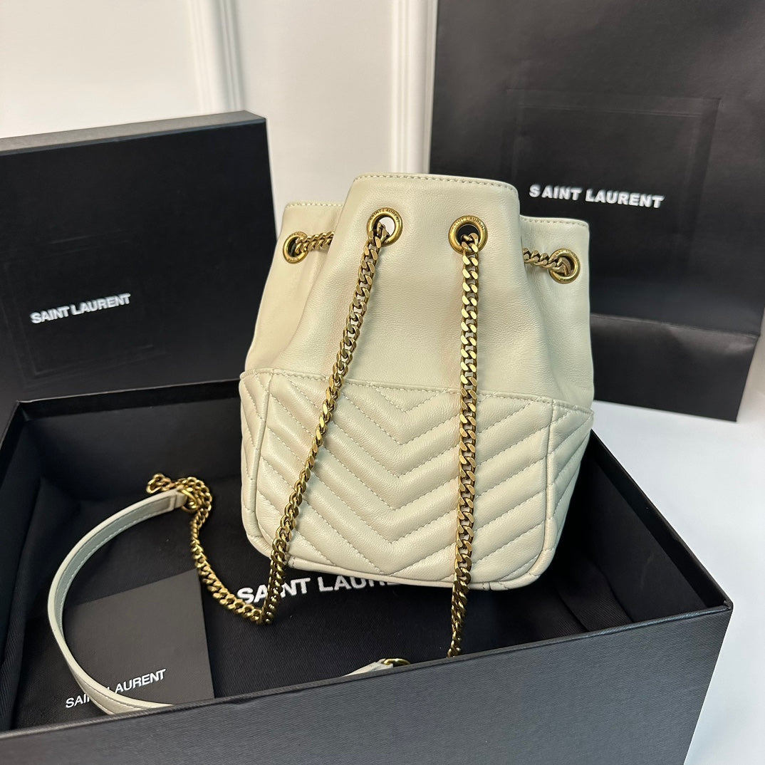聖Y羅-Joe Backpack 絎縫雙肩包 白色金扣 Mini