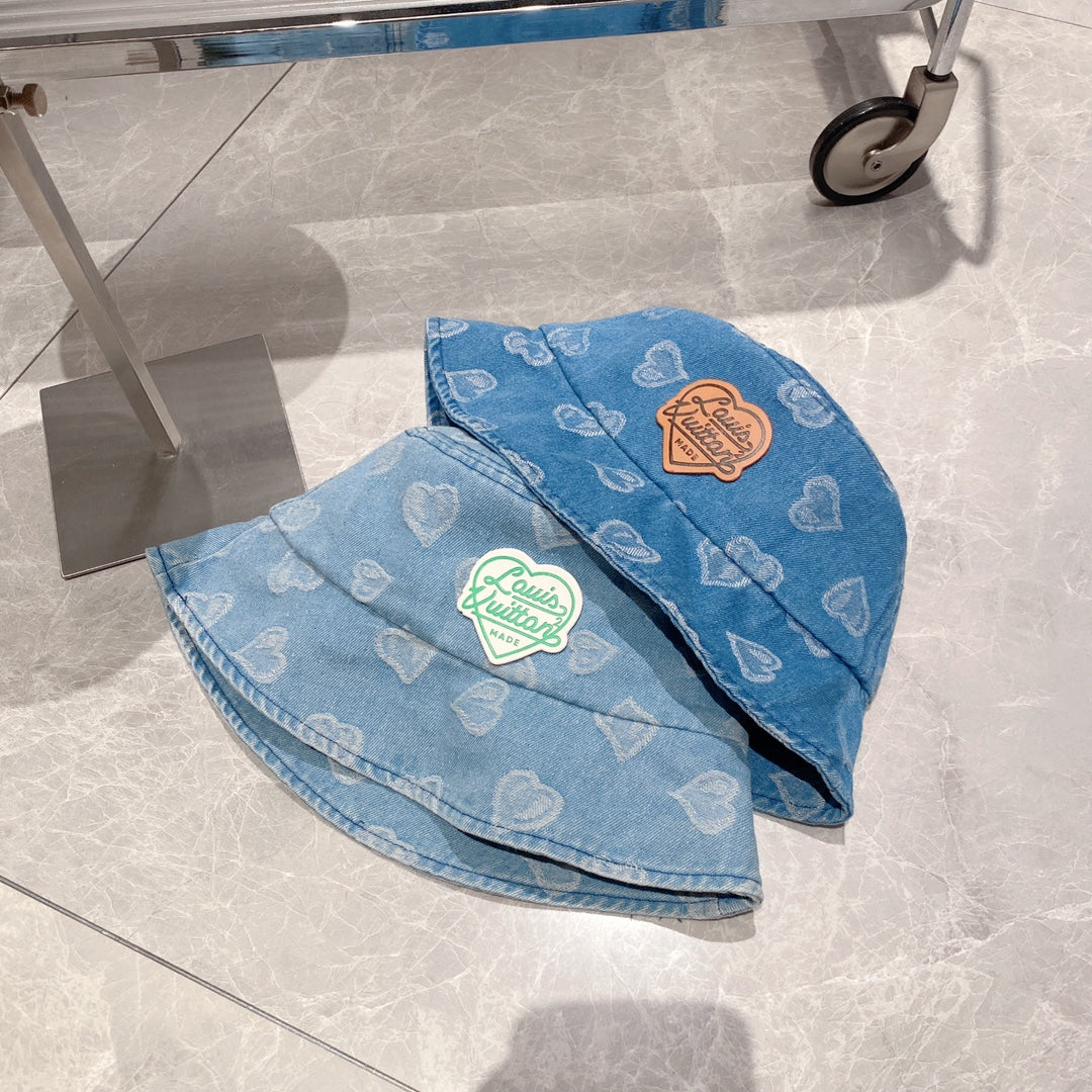 路L家-2023早秋新款 愛心牛仔漁夫帽 淺色