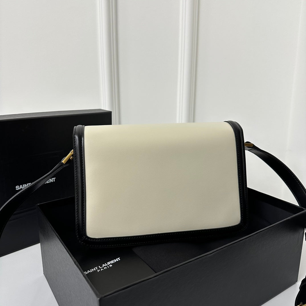 聖Y羅-BOX SAINT LAURENT 豆腐包 大號 黑拼白色