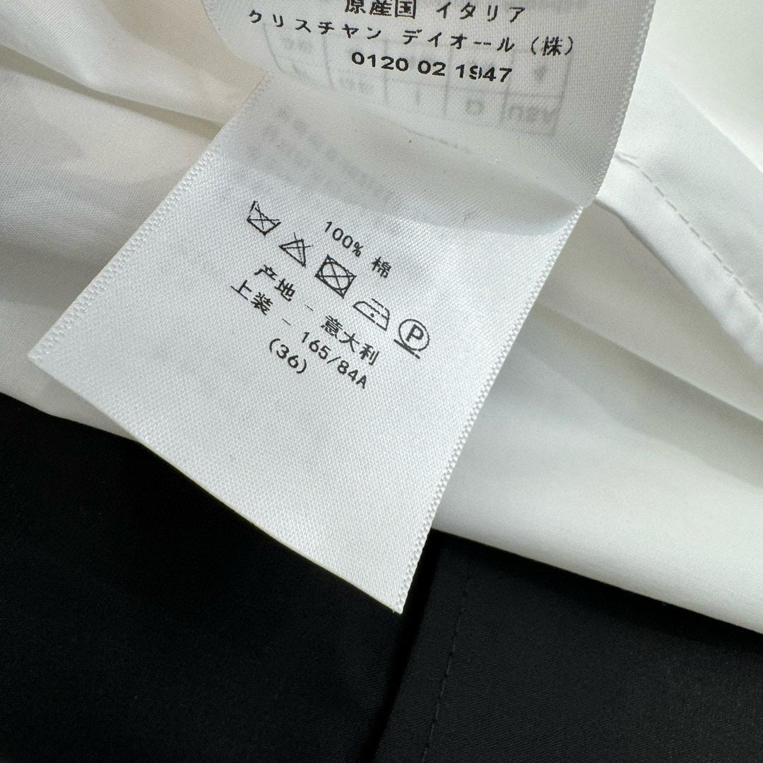 迪D家-2403 24春夏新品不對稱斜肩棉綢襯衫 白色