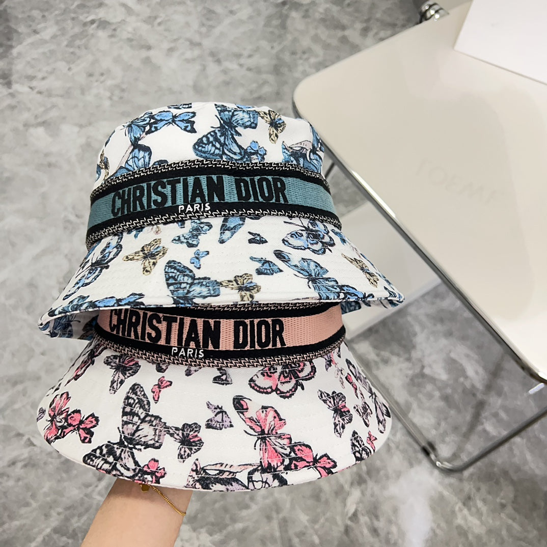 迪D家-新款小香風蝴蝶漁夫帽 藍色