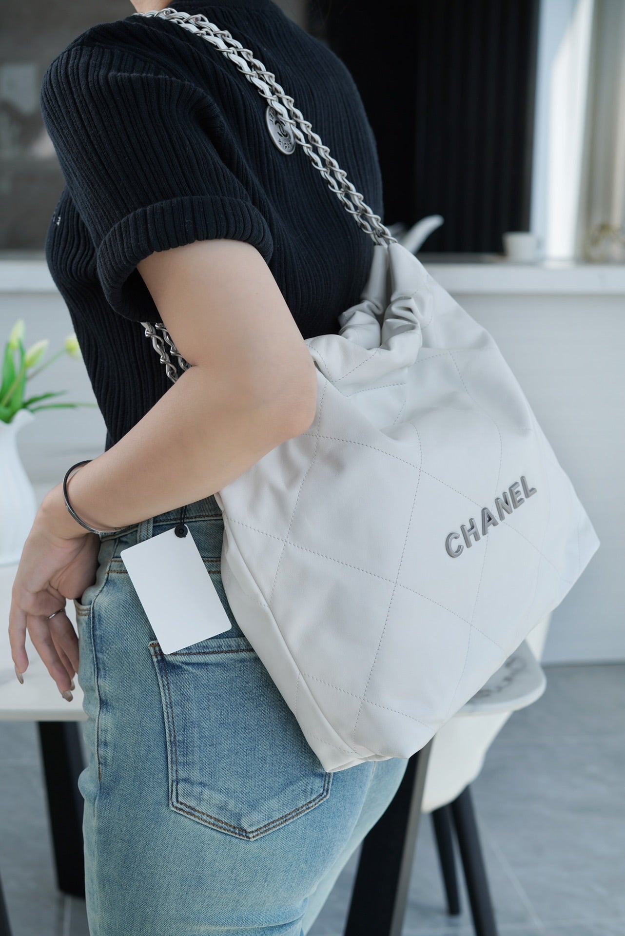 小香家-Chanel 22號手袋 白銀色小號