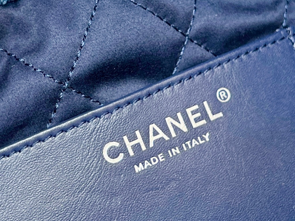小香家-春夏新款 Chanel 22號手袋 菱格紋縫線牛仔布 小號