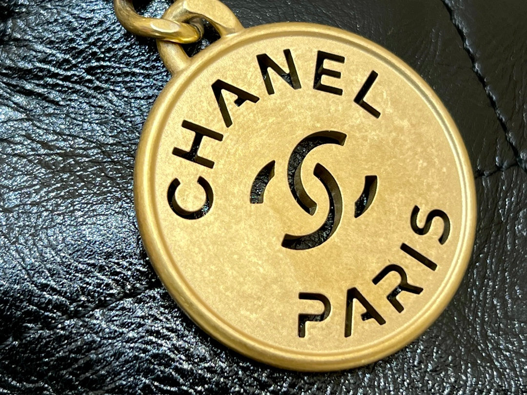 小香家-Chanel 22號手袋 黑色 雙鍊條 珍珠鍊