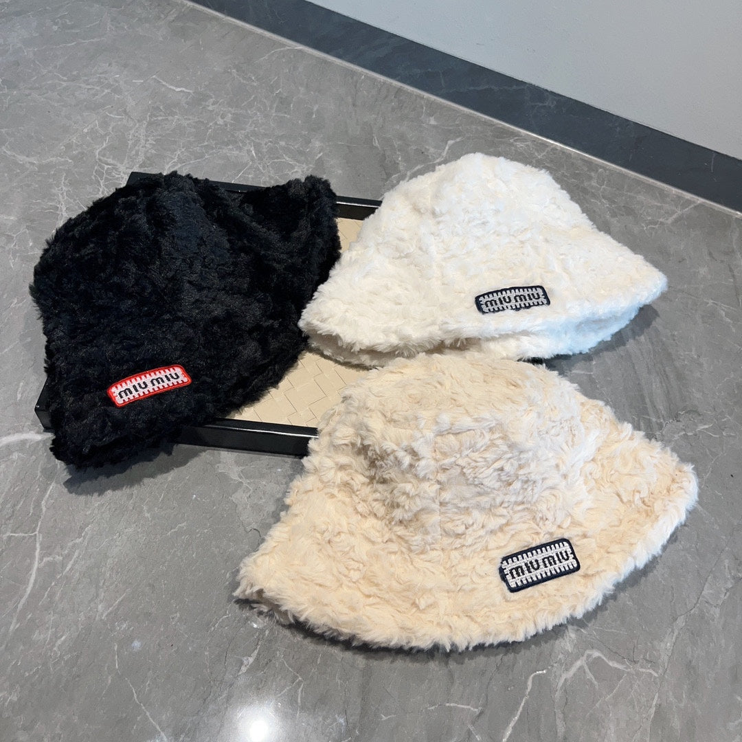 穆M家-秋冬新款兔毛漁夫帽 白色