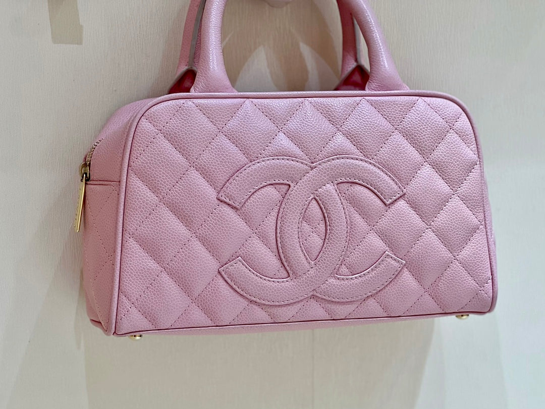 小香家-魚子醬牛皮 中古保齡球包 粉色 Jennie同款