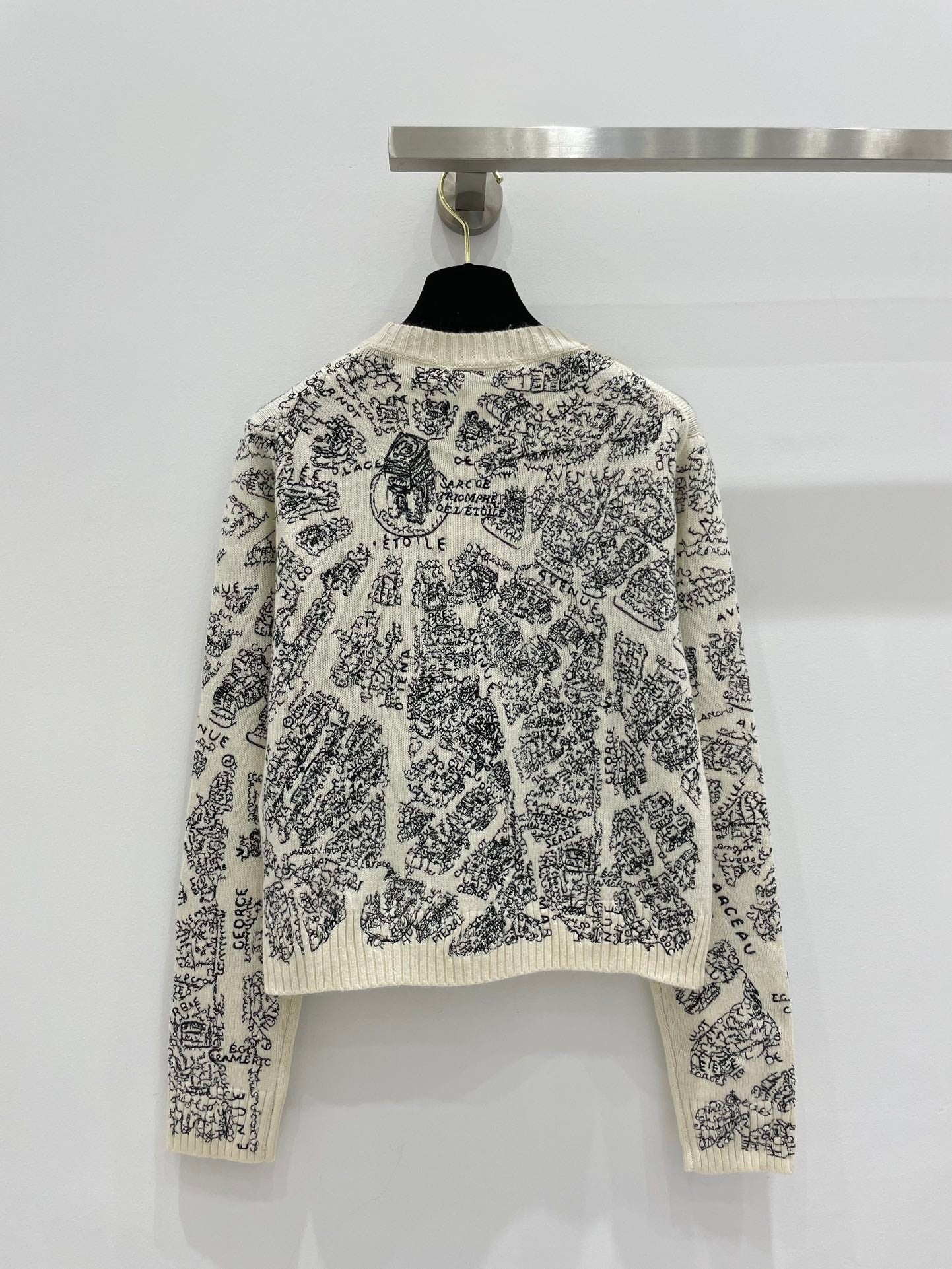 迪D家-2403 巴黎地圖刺繡羊絨套頭衫 長袖