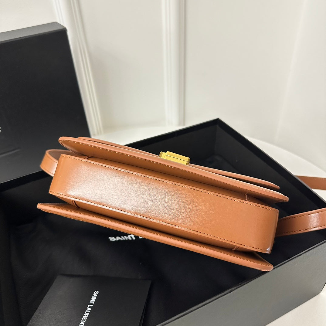 聖Y羅-BOX SAINT LAURENT 豆腐包 大號 棉麻米色