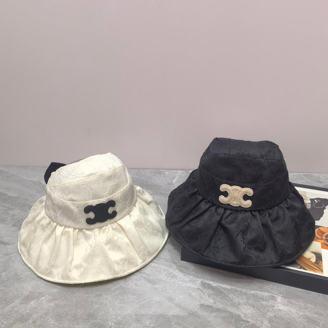 賽C家-新款蝴蝶結皺褶大沿遮陽帽