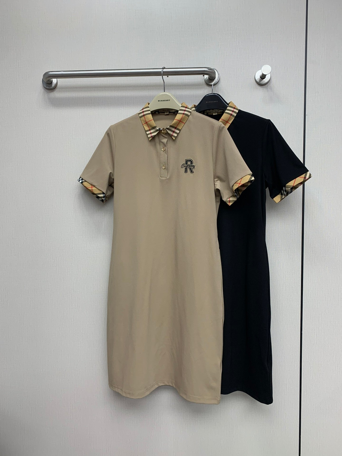 巴B家-2403 早春新款經典格子拼接洋裝 黑色