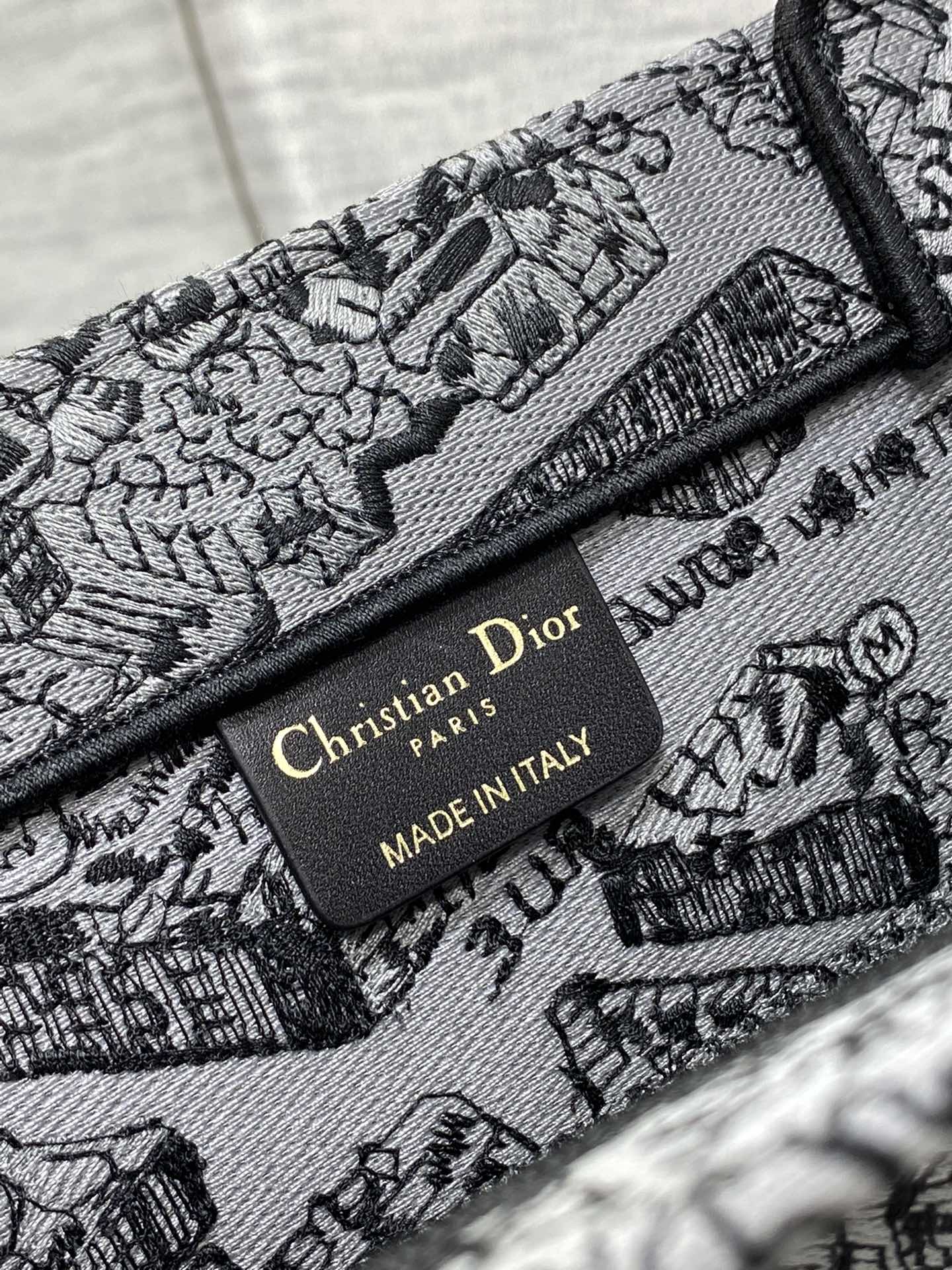 迪D家-Book Tote 2023春夏系列 巴黎地圖刺繡 灰色 中號