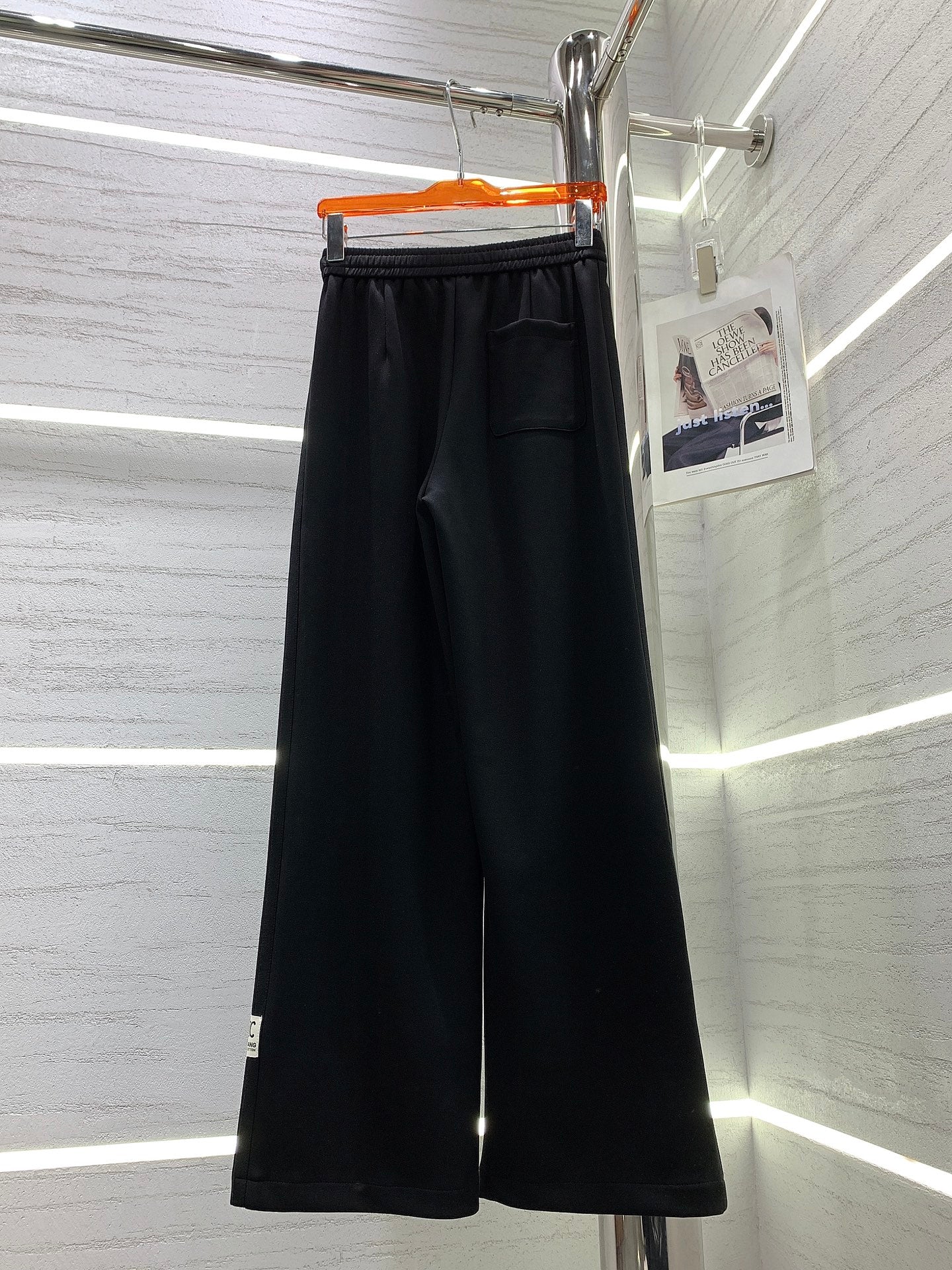 賽C家-2403 新款褲邊拼條貼標闊腿褲