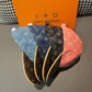 路L家-新款 老花牛仔拼皮鴨舌帽 淺藍色