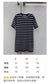 迪D家-2403 24早春最新五金肩扣條紋短袖針織洋裝