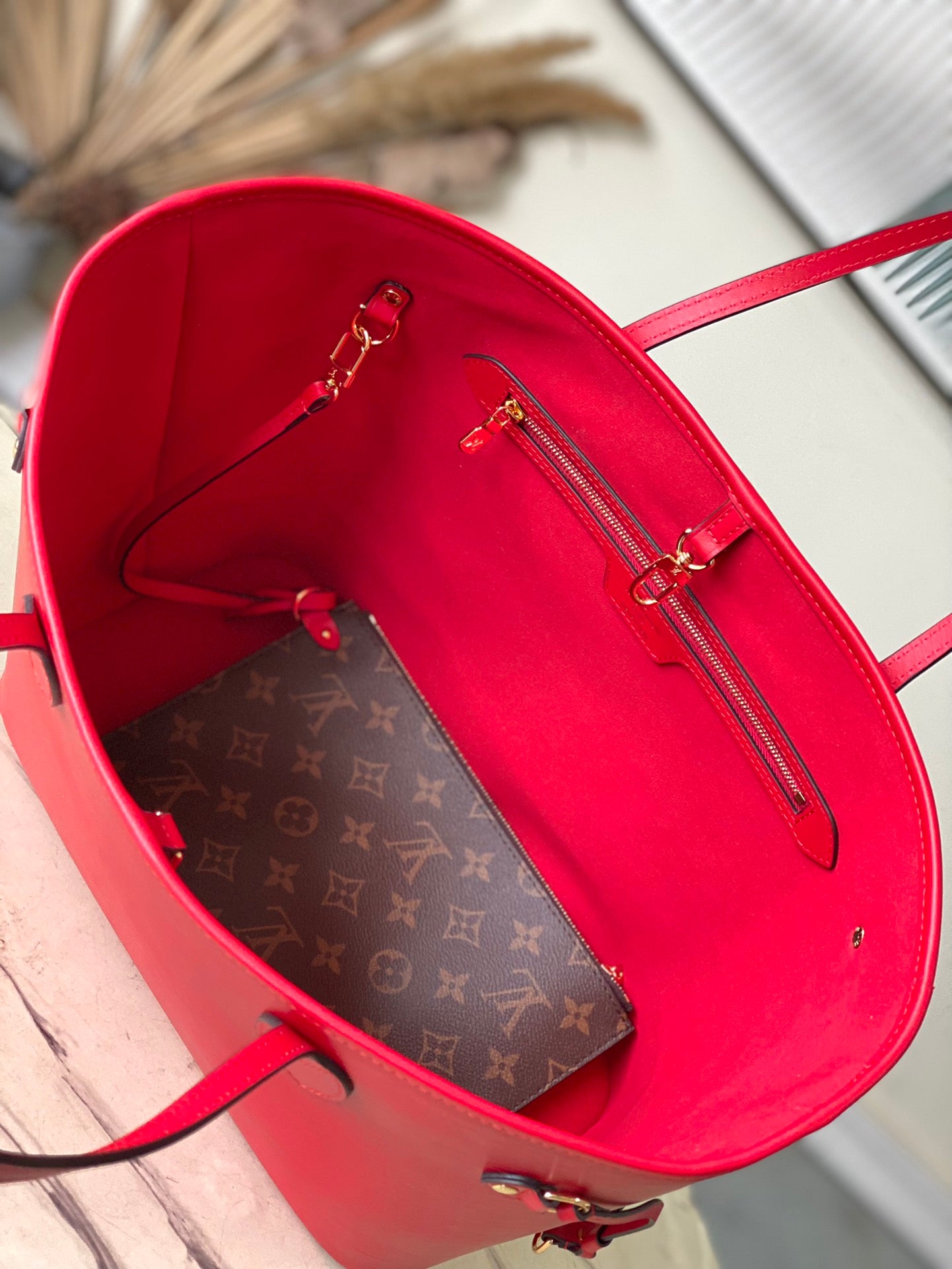 路L家-M12195 Neverfull MM手挽袋 紅色