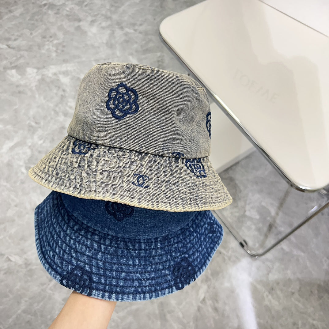 小香家-個性刺繡牛仔漁夫帽 灰色