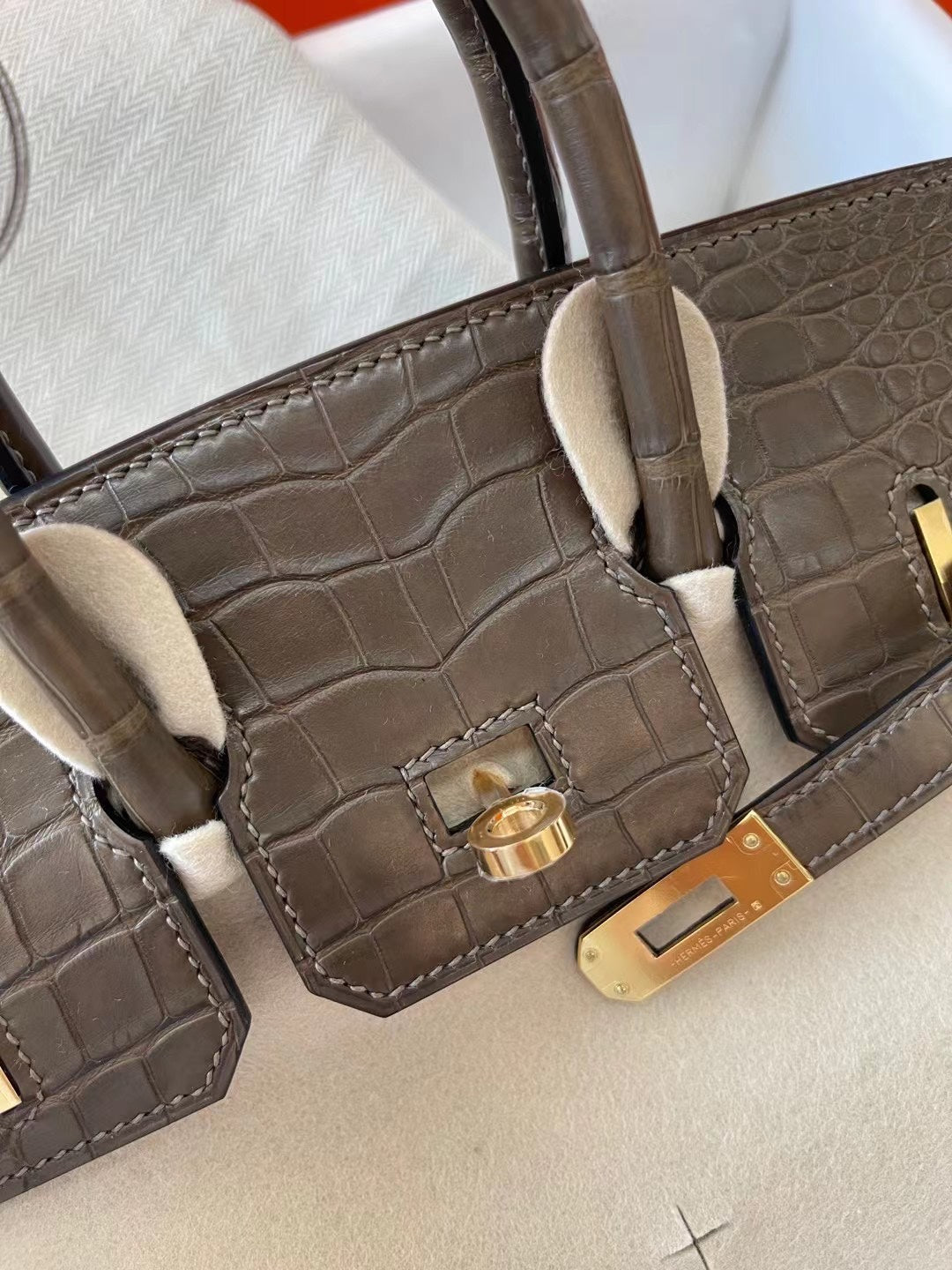 小愛款-Birkin 25 M1牛芷草灰色 金扣