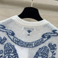 迪D家-2403 24早春新品重工蝴蝶花卉刺繡羊絨針織短袖上衣 白色