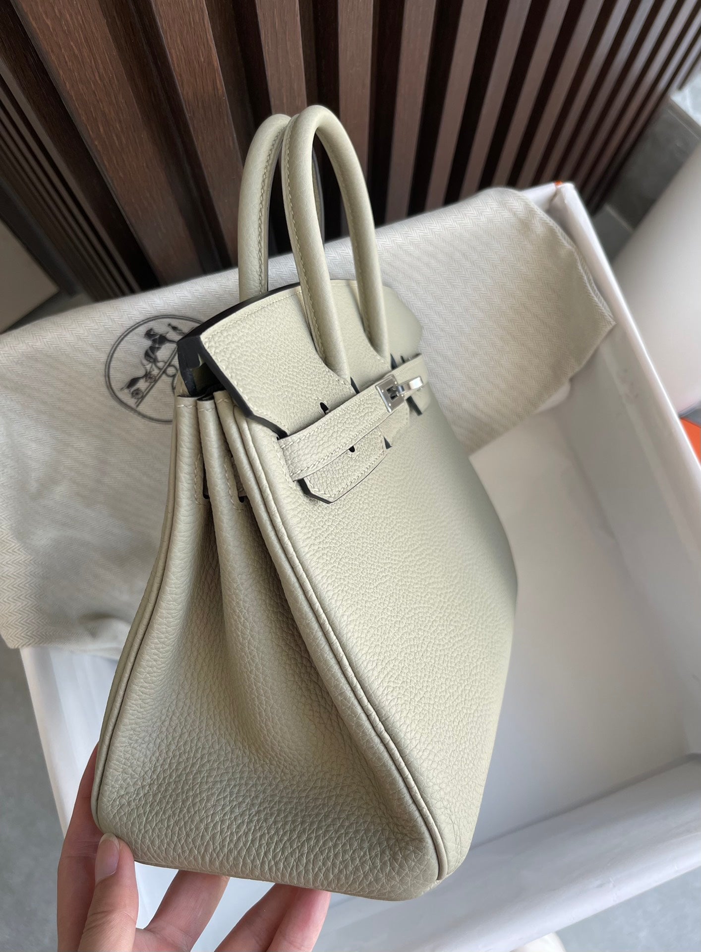 小愛款-Birkin 25 Togo皮 鼠尾草綠 銀扣