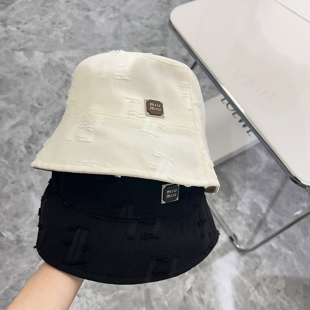 穆M家-2024新款刷破簡約漁夫帽 白色