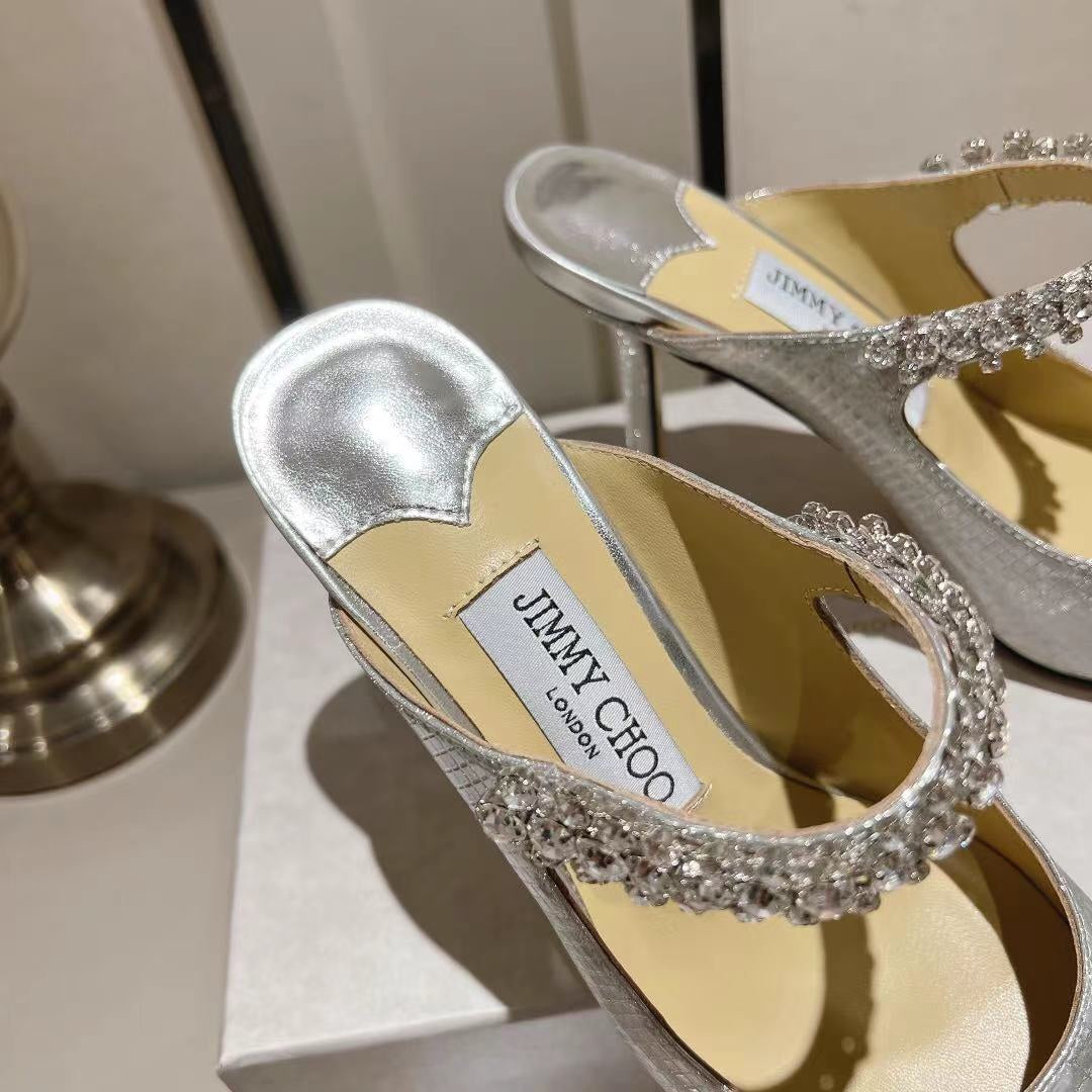 JC傑米-巴黎櫥窗定制款 Blingbling高跟拖鞋 10CM 銀色