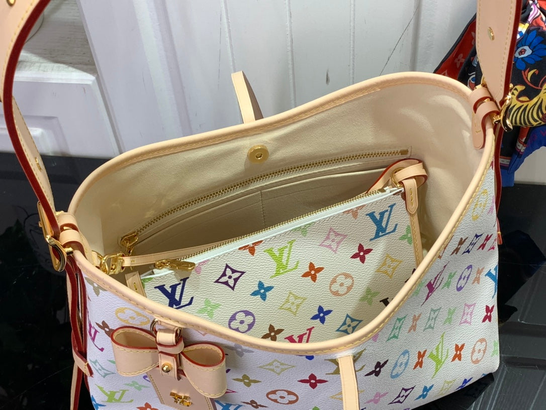 路L家-Carryall 帆布皮革蝴蝶結手袋 白色