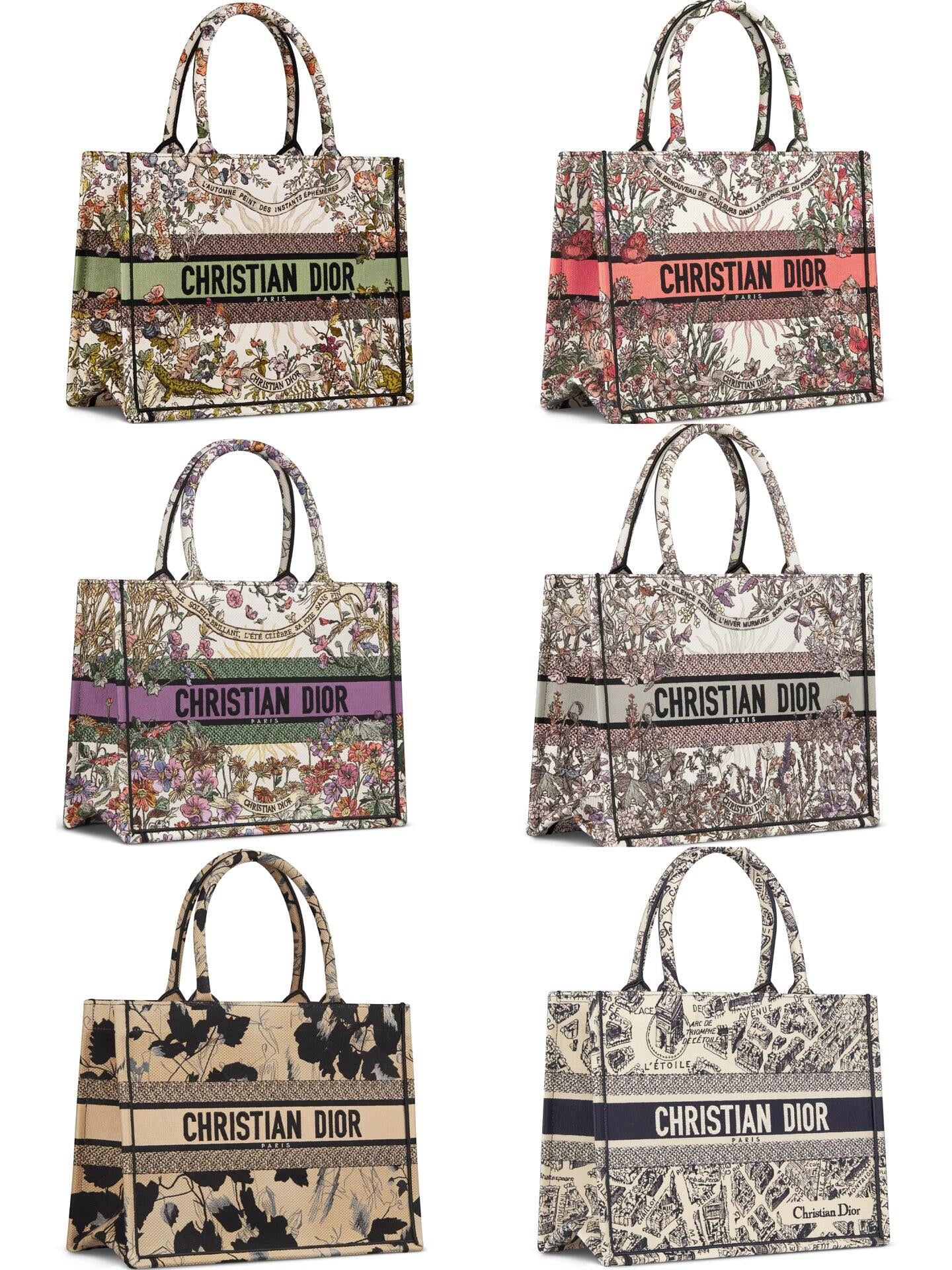 迪D家-2024春夏系列 Book Tote 太陽刺繡 白灰色 中號
