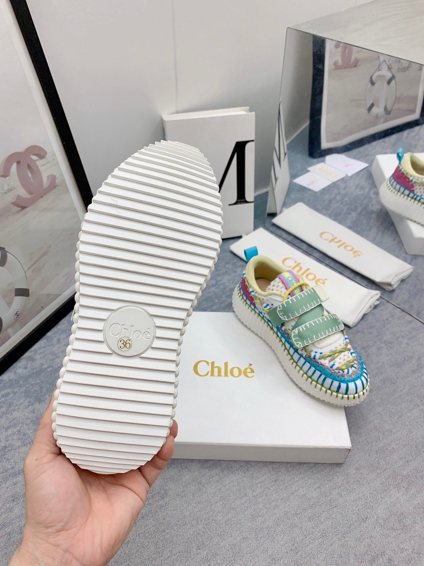 克羅C-Nama sneaker彩虹系列 魔鬼氈運動鞋 藍綠色