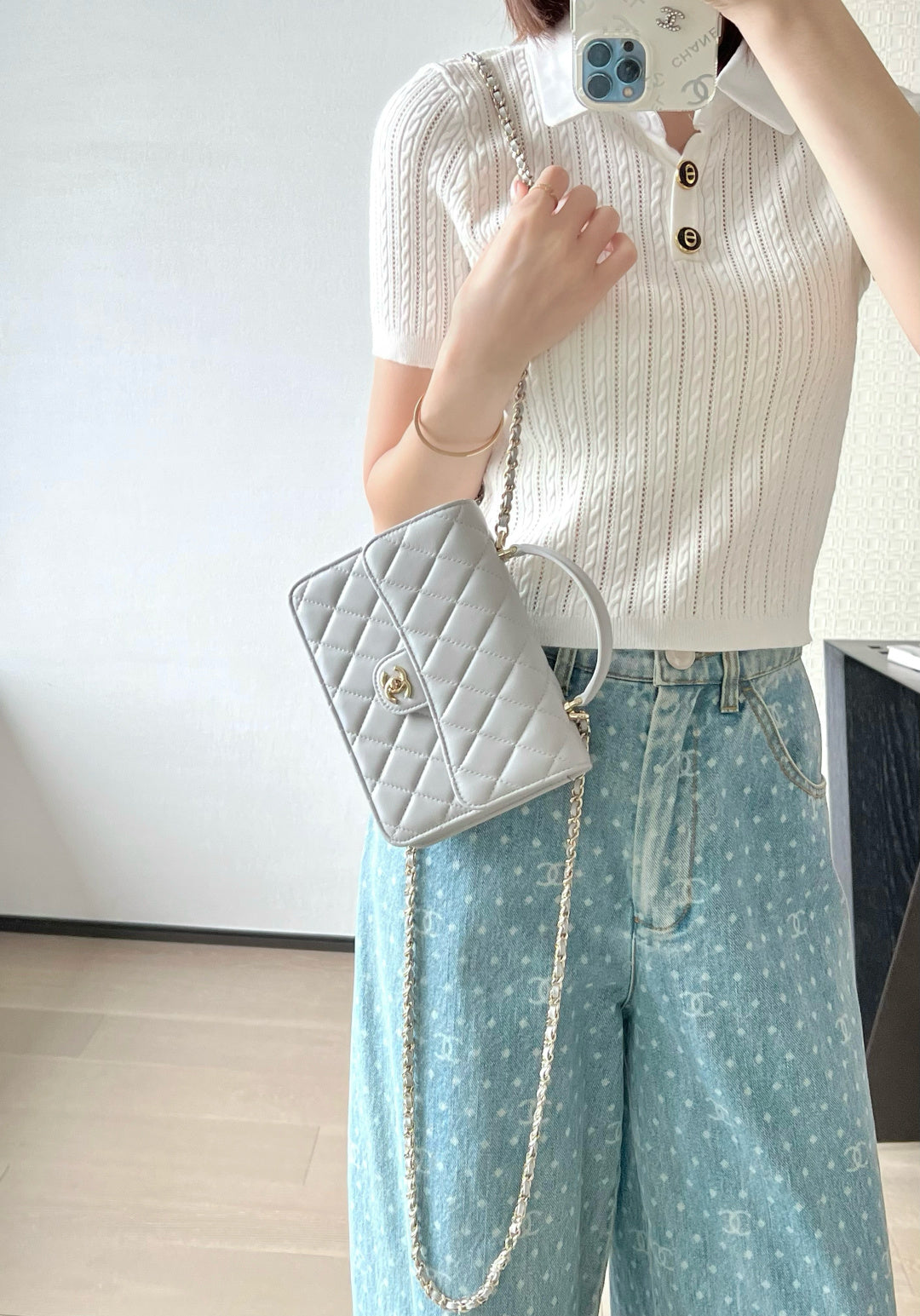 小香家- 𝟮𝟱𝗣 春夏多功能𝗆𝗂𝗇𝗂背包-淡灰色 金扣