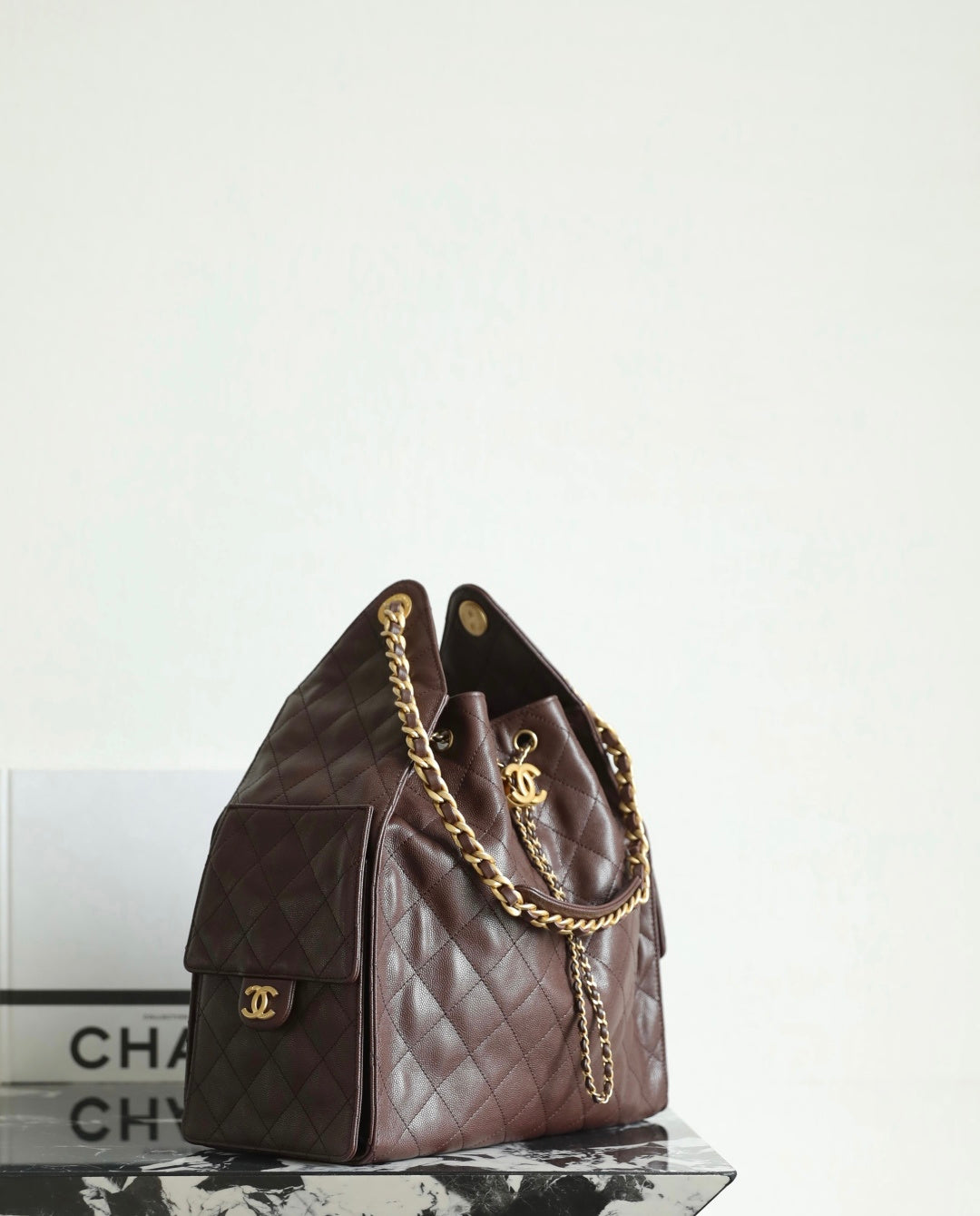 小香家-25BAG 嬉皮hobo-巧克力色中號 金扣