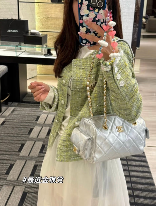 小香家-25k 雙袋保齡球包 小牛皮 銀色金扣 C-861