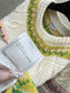 小香家-撞色花卉提花圓領針織長袖 白色