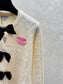 小香家-撞色蝴蝶結圓領針織長袖 白色