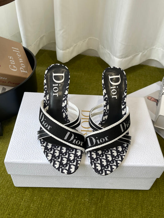 迪D家-26夏季中古高跟拖鞋 黑色