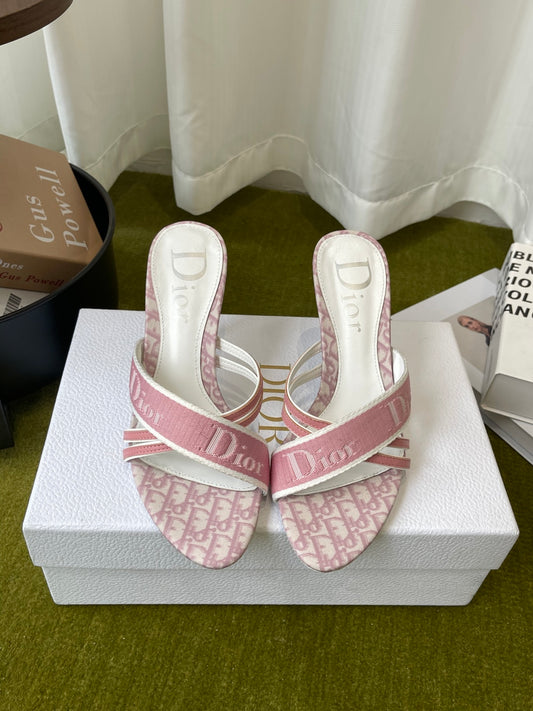 迪D家-26夏季中古高跟拖鞋 粉色