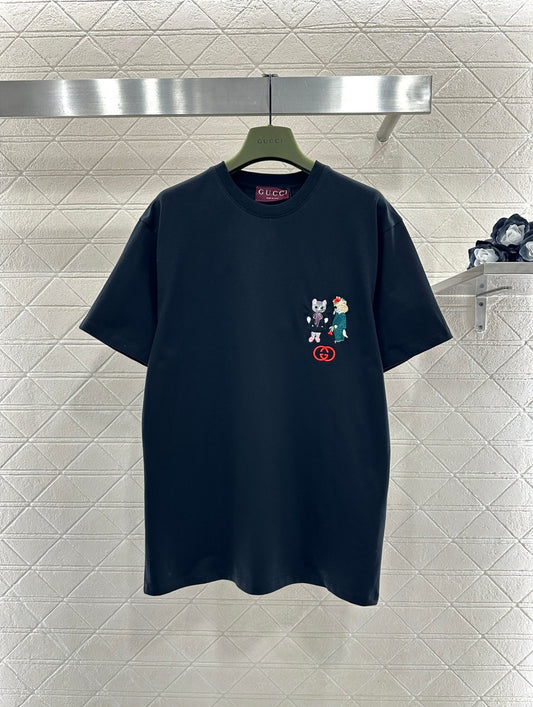 古G家-25圓領刺繡卡通標誌𝑇𝑒𝑒 黑色